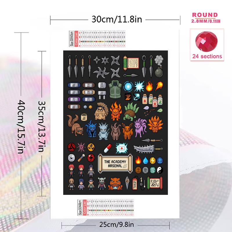 Naruto Tailed Beasts & Symbolic Art Set Pattern 3pcs 100% Round Full Drill 5D DIY Diamond Painting Embroidery Cross Stitch Rhinestone Décor