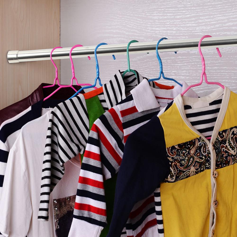 58-98cm Stainless Steel Extendable Telescopic Rod Rail Clothes Hanging Poles Clothing Organizer for