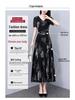 Spring/Summer 2024 V-Neck Floral Black Midi Dress - Plus Size Women's High-End Collection