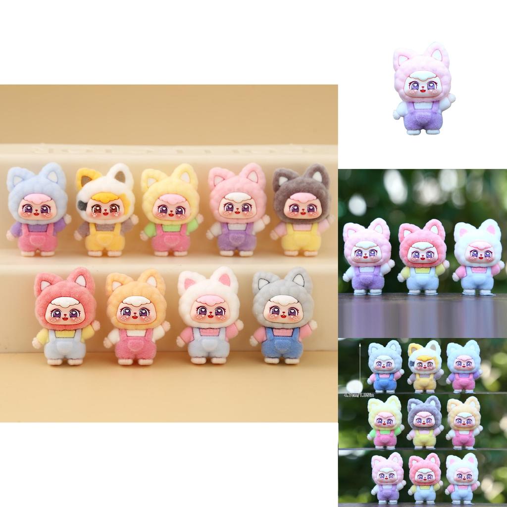 9pcs Cute Fox Headwear Overalls Girl Model Ornament Set For Kids And Collectors