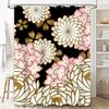 Luxury Floral Shower Curtain Set Black Gold, Pink White Waterfall Print Bath Mat Decor For Bathroom Home Decoration Accessories