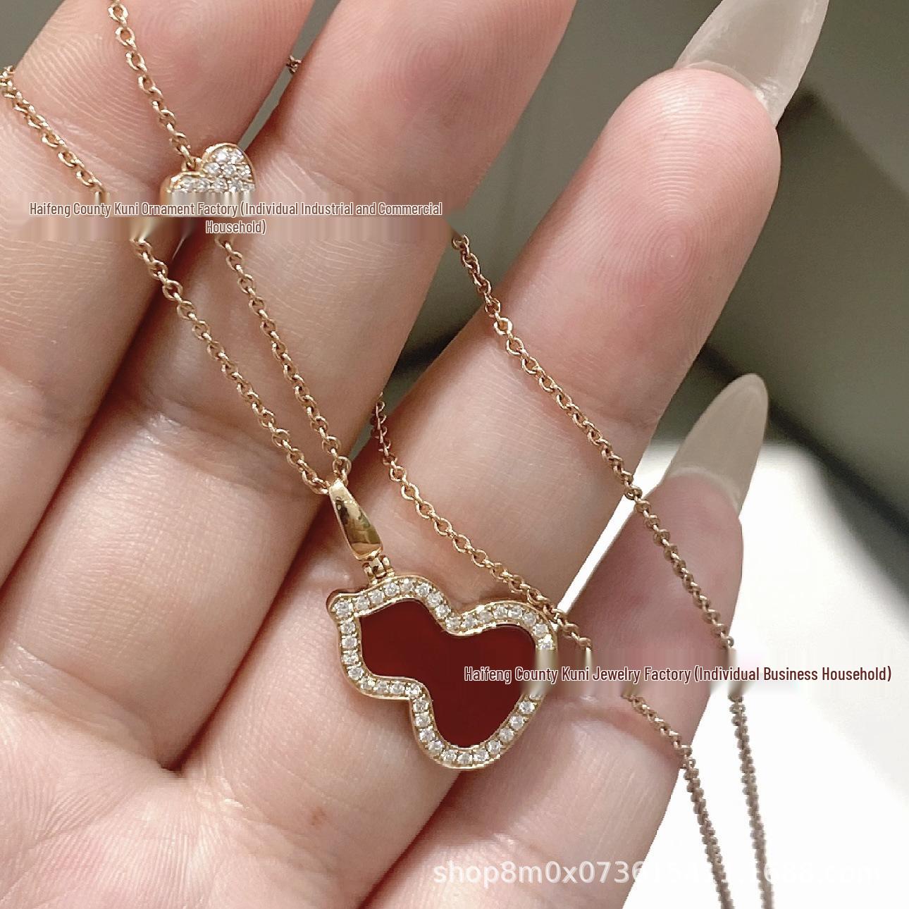 

925 Sterling Silver Gourd Pendant Necklace with Red Chalcedony & White Shell White Shell