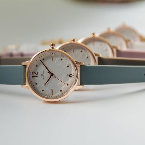 Fieldwork Women's Analog Watch with Floral Print and Silicone Band, Brown, YM111-5