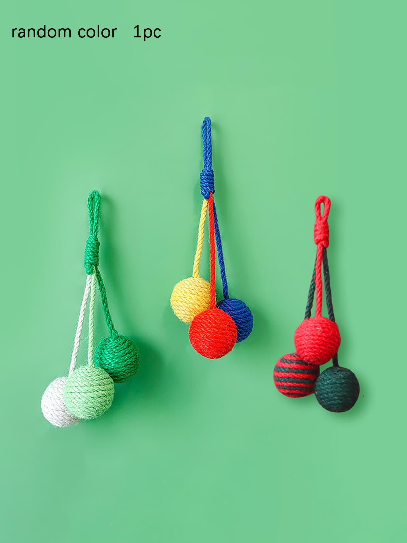 

1pc-Hanging sisal teasing ball cat toy - Suitable for all breeds of pets with anti bite striped fabric - Teasing cat toy