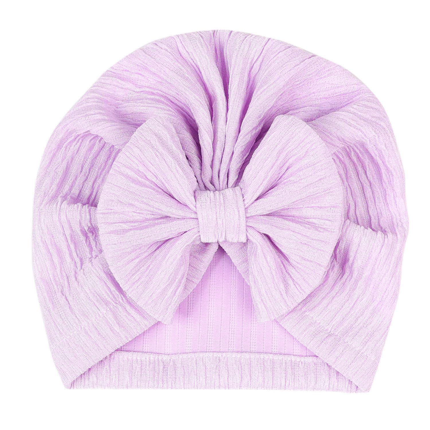 

Pearlescent Baby Bow Pullover Cap - Solid Color Indian-Style Newborn Hat