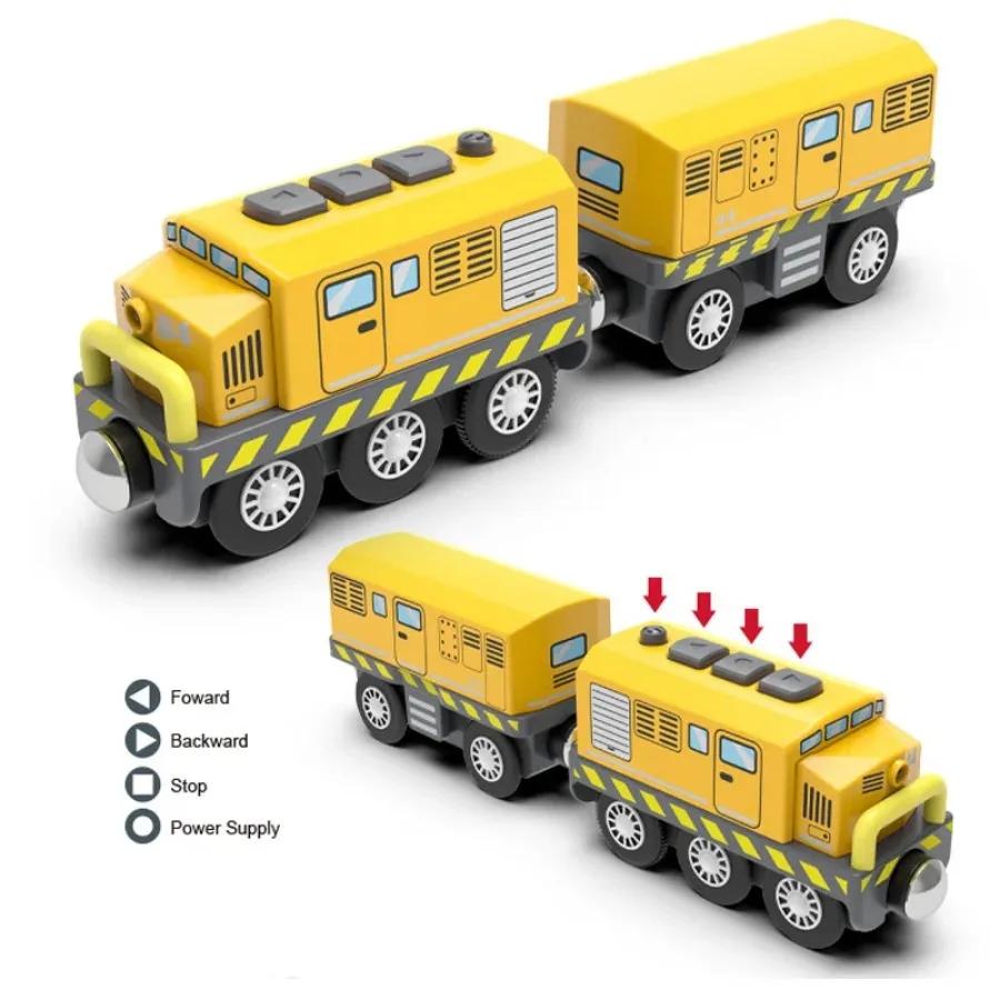 Electric Rail Way Trains Magnetic Car Models Compatible with Wooden Tracks Slot Diecast Railway Motors Educational Toys
