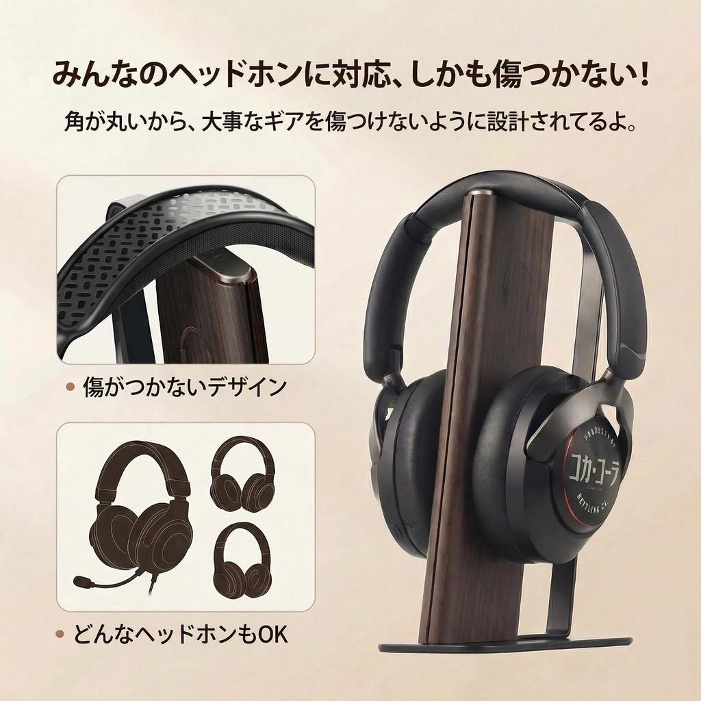 Bitze Luxury Headphone Desktop Headset Classic No Assembly High Compatible with and Wireless Headphones Stand, Holder, Wood-Style Design, Required,