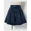 Denim Shorts for Women 2023 Summer Dark Blue Wide Leg High Waist Loose Jeans Shorts Femal Solid All-Match Half Pants