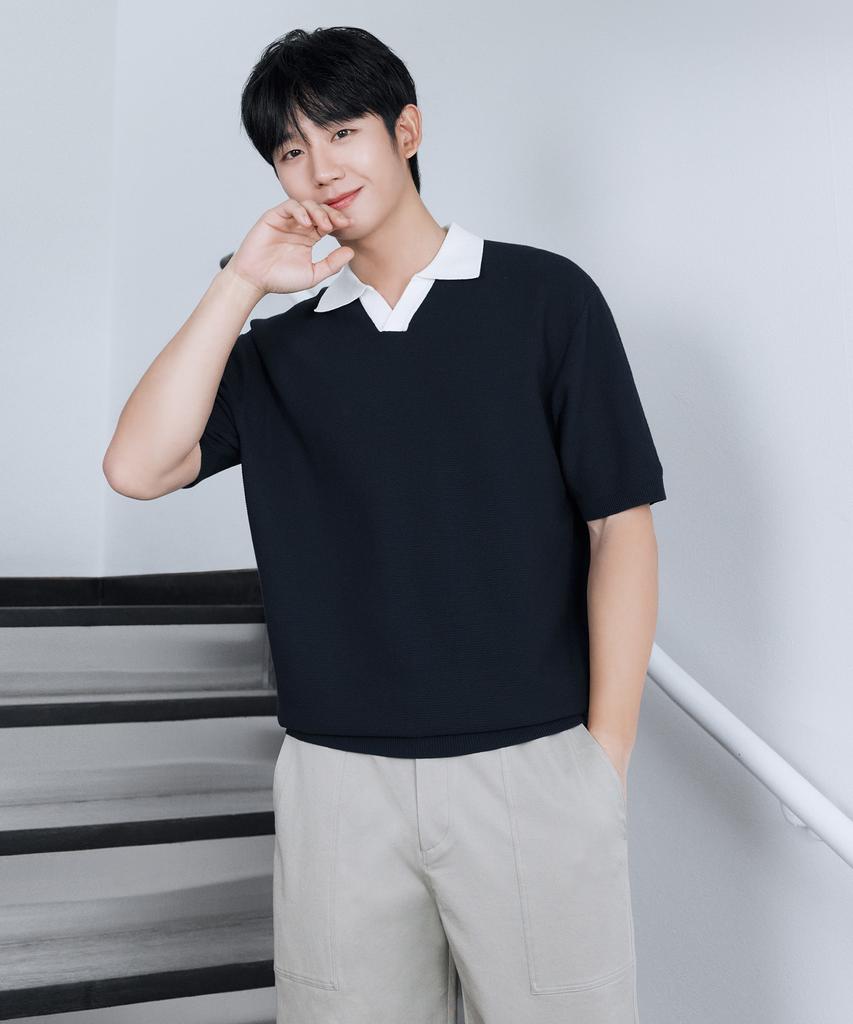MINDBRIDGE Contrast Collar Short Sleeve Knit - 2 Colors Mykt3101