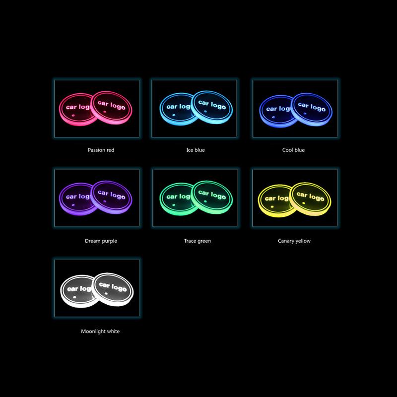 1 Stück Auto Tassenuntersetzer mit 7 Farben LED-Leuchten Getränkehalter Untersetzer Auto Leuchtender Wasseruntersetzer Universell für verschiedene Automodelle