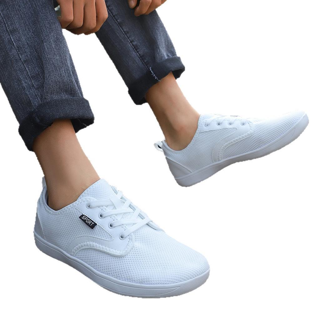 Wide head barefoot shoes lightweight soft sole men's outdoor sports shoes low top lace-up leather surface casual shoes men
