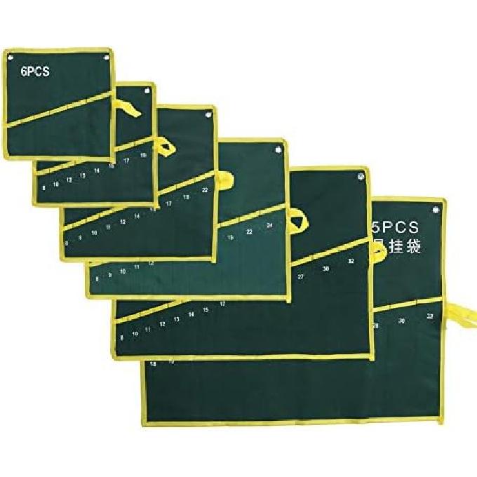 Pockets Spanner for Tool Roll, 1Pc 6/8/10/12/14/25 Pockets Spanner Wrench Tool Roll Up Storage Bag Green(10PCS)