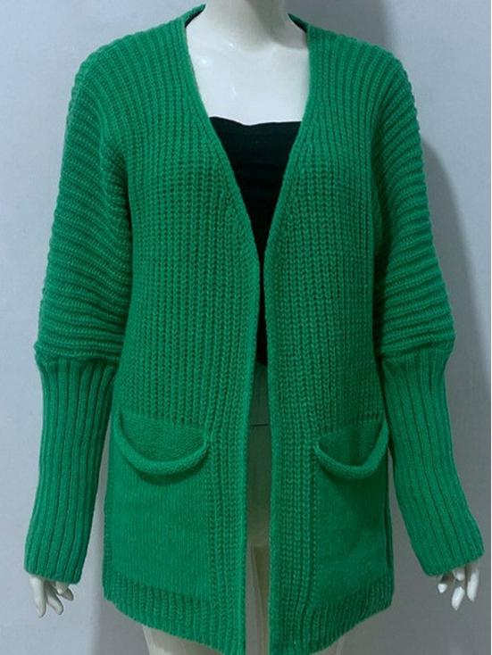 Damen Strickjacke mit lockerem Strickmuster - Mittellang Übergröße, Lässiger Herbst-/Winterpullover