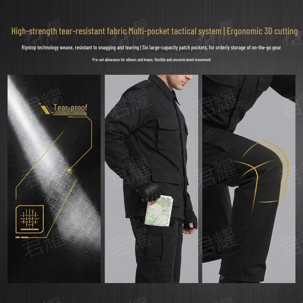 Set Uniforme da Combattimento Mimetico BDU da Uomo Transfrontaliero - Resistente a Manica Lunga Tattico per Sport all'Aperto