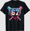 Baseball Ice Cream Drip Number 67 Player 67th Birthday T-Shirt