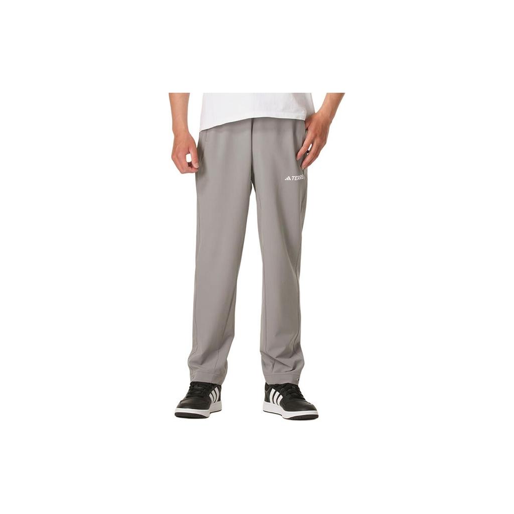 adidas Terrex Solid Color Breathable Lace-Up Fashion Casual Pants Men Pants Gray IW6589
