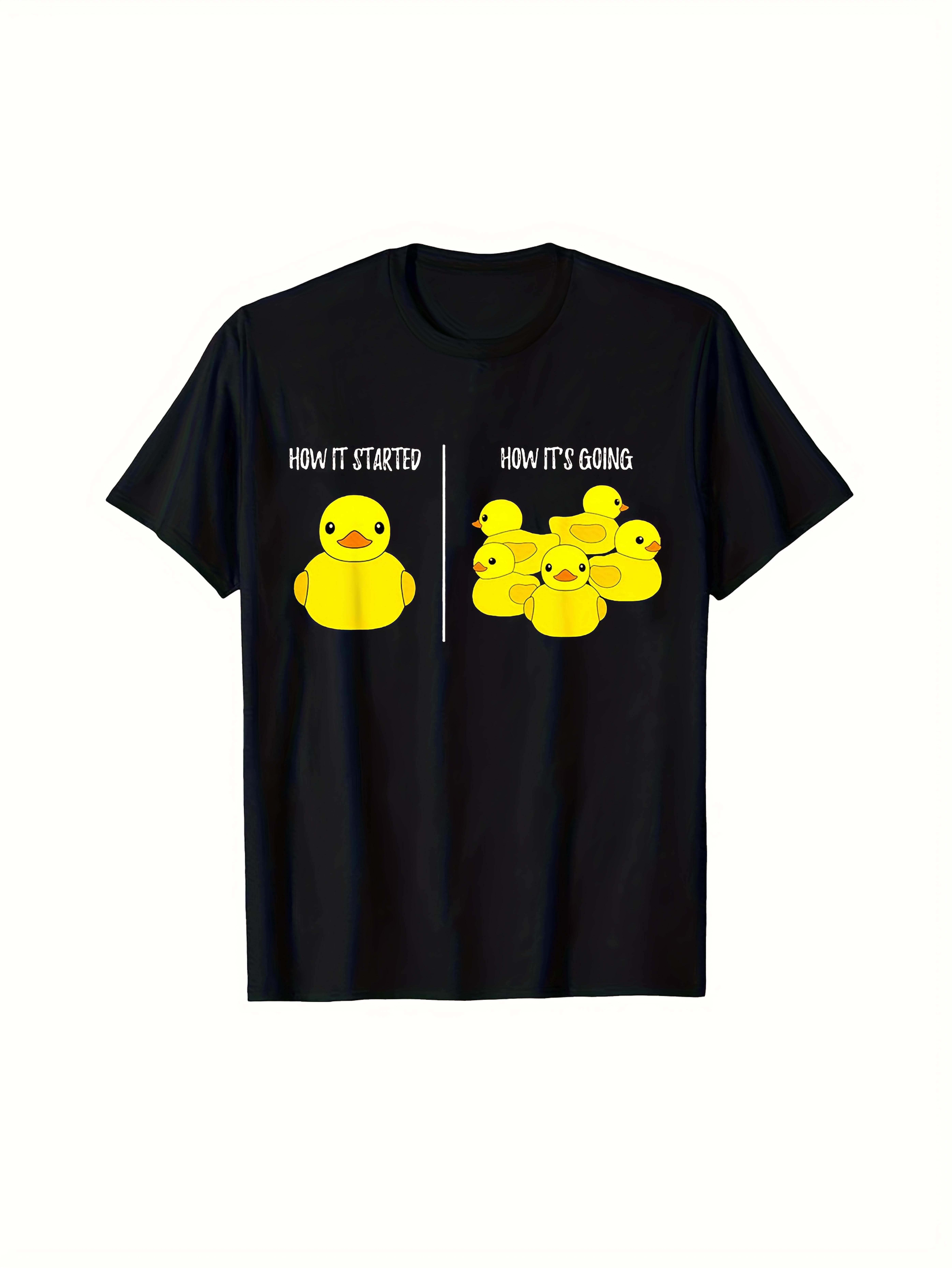 Men s Funny Rubber Duck T-Shirt - How It Started vs How It s Going Graphic Tee - Birthday Party Outfit XXXL