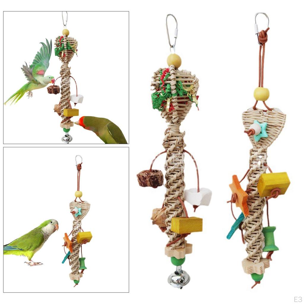 Bird Chew Toy, Cage Bite Chewing, Ripping Rattan Molar Shredder Parrot Toy