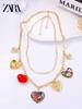 Alloy Heart Pendant Double-Layer Collarbone Chain For Women