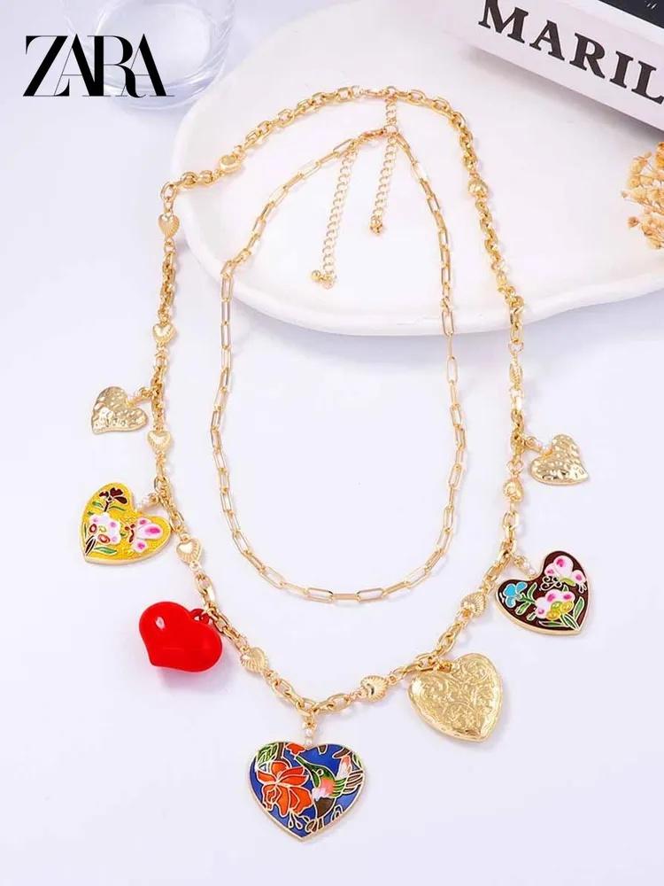 Alloy Heart Pendant Double-Layer Collarbone Chain For Women