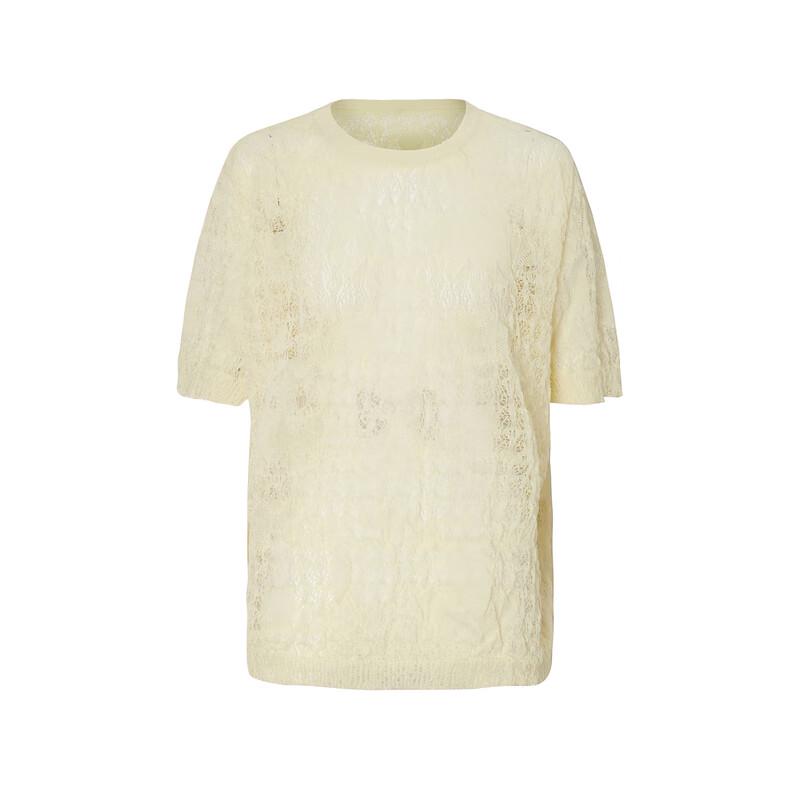 LESS 2023 Autumn Openwork Knit Short Sleeve Pullover