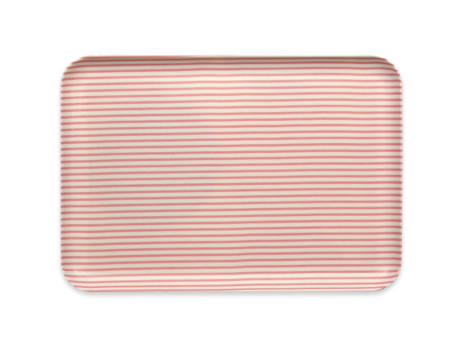 

TATSU-CRAFT ST Tray, Medium, Striped, Pink, Dishwasher Safe, Stylish Plastic Tray, Square or Rectangular, Western or Japanese Style, Kitchen Tray,