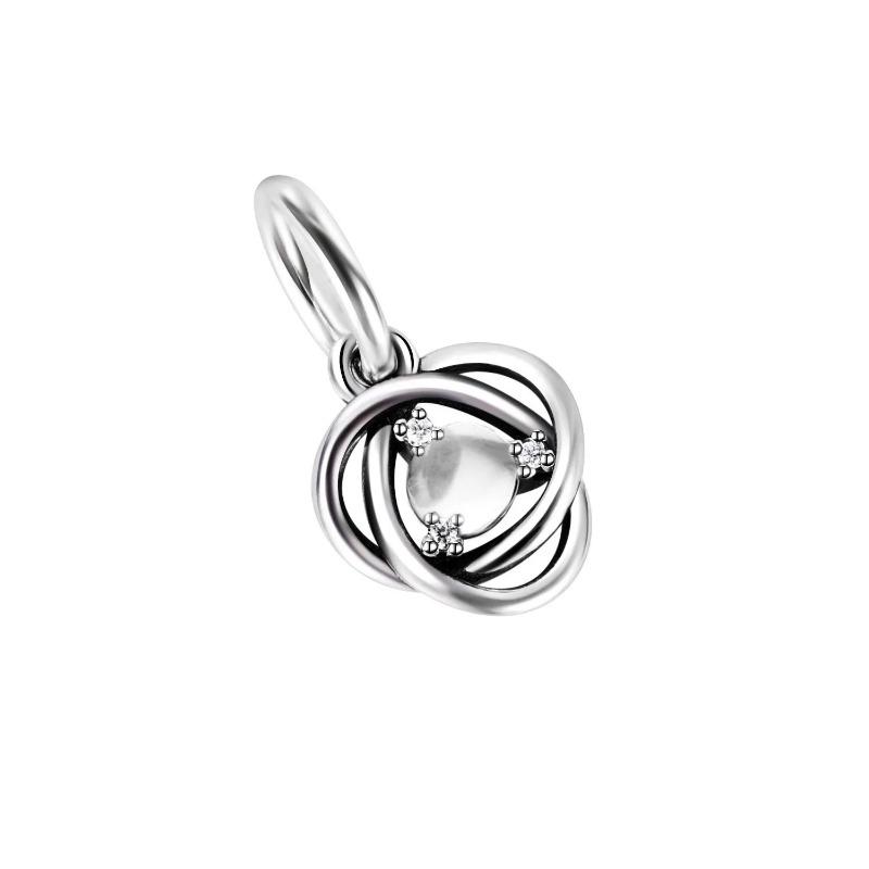 Silver S925 Twelve Month Birthstone Heart Eternity Charms Beads Pendant Fit Original Bracelet for Women DIY Fine Jewelry