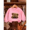 European Size Shy Bear Print Sweatshirt for Baby  Aged 0-3, Featuring Long Sleeves And a Round Neck, Perfect for Spring And Autumn