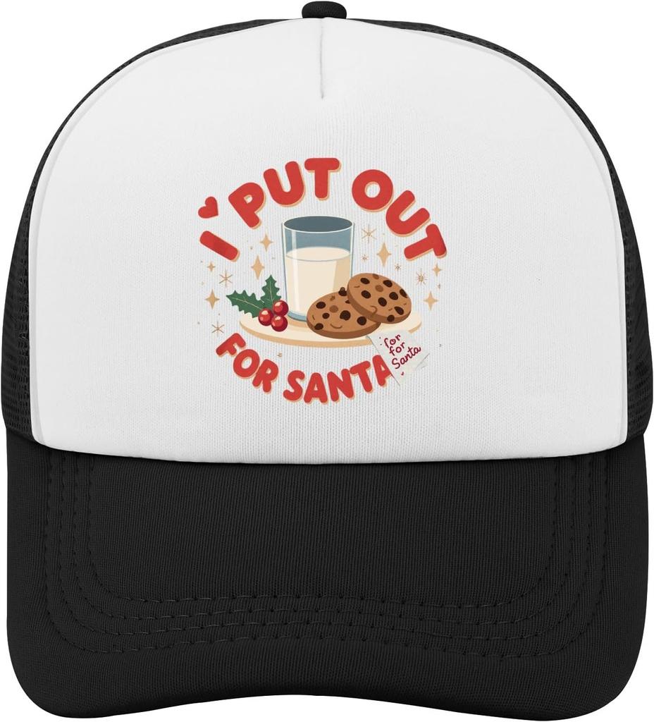 I Put Out For Santa Christmas Graphic Trucker Hat Polyester Adjustable Casual Baseball Cap