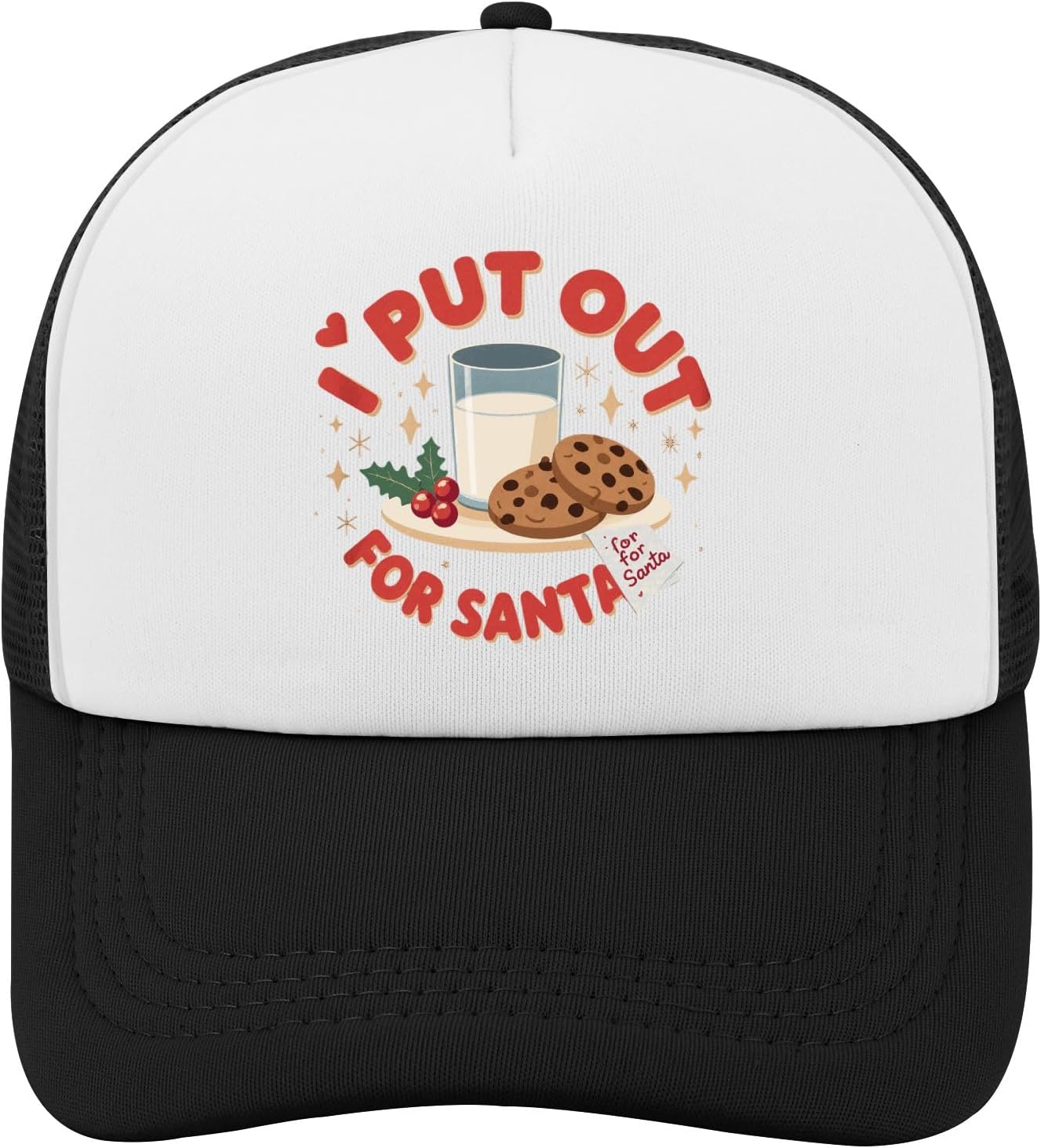 

I Put Out For Santa Christmas Graphic Trucker Hat Polyester Adjustable Casual Baseball Cap One Size