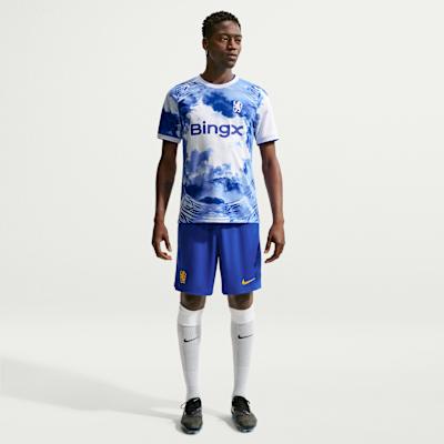 Nike Dri FIT Soccer Jerseys Men's White/Bright Blue/White Crew Neck