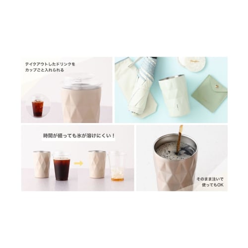 Francfranc Roost Thermo Tumbler, Medium Set, Multiflower Pink, 2024 Model, Double-walled Vacuum Insulated, Insulated, with Handle and Cup Sleeve