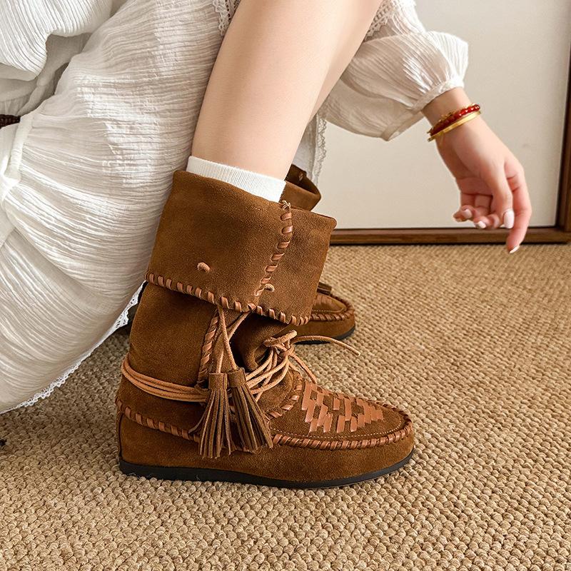 Retro British Style Flat-bottomed Thick-soled Martin Boots Women's 2025 New Spring and Autumn Thin and Heightened Short Boots