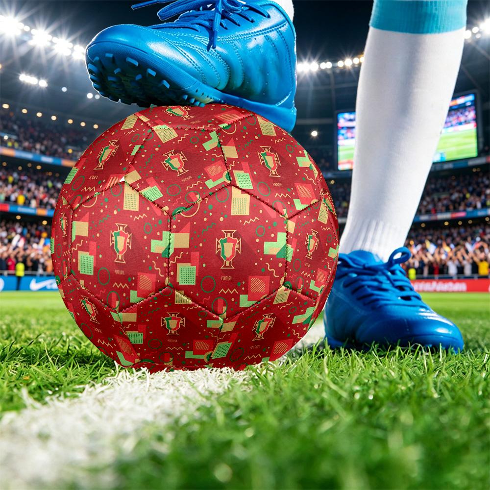 Portugalsko Fotbalový Potisk Velikost 5 Fotbalový Míč Odolný proti Opotřebení Standardní Fotbalový Míč pro Trénink Dospělých Dárek pro Fanoušky pro Vnitřní Venkovní Zápas Sport