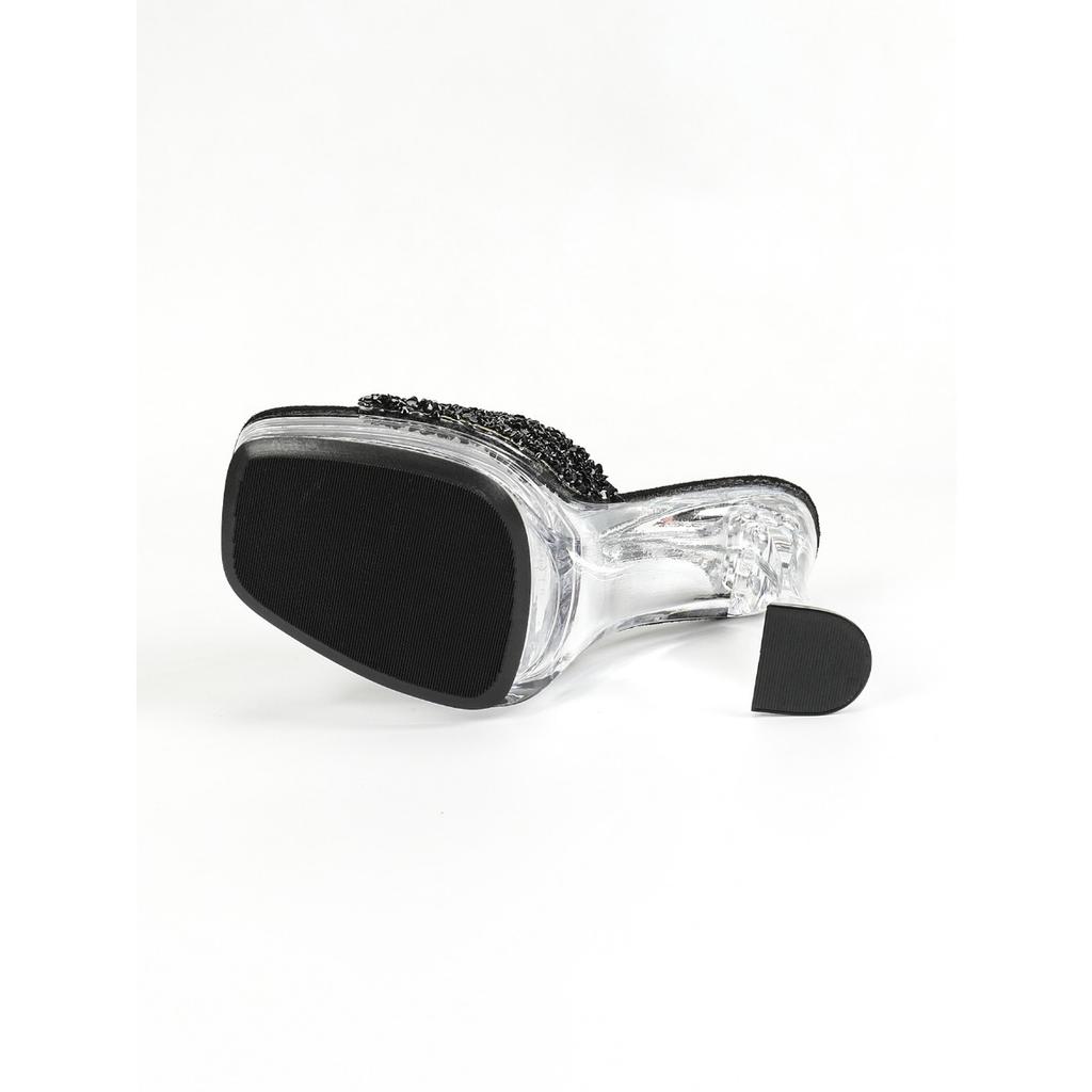 New 12CM Fashion Wedding Sexy Car Model Transparent Nightclub Thick Heel Crystal Square Head Non-slip