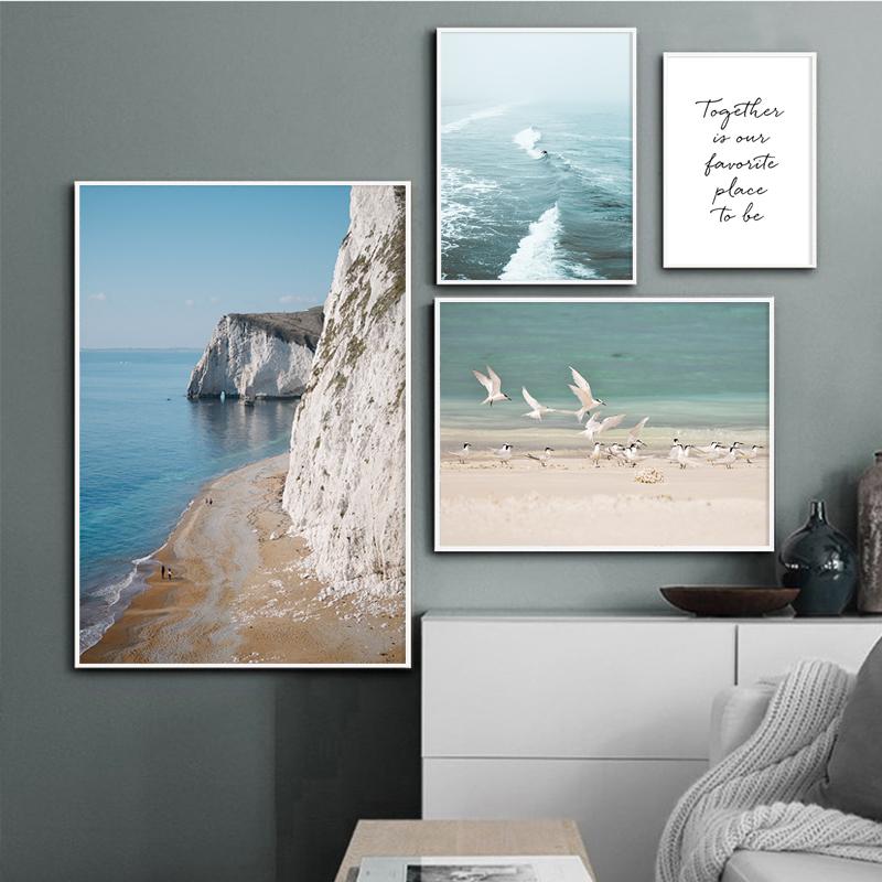 Beach Rocky Waves Dolphin Wall Art Canvas Painting Nordic Ocean Posters And Prints Pictures For Living Room Decoraction