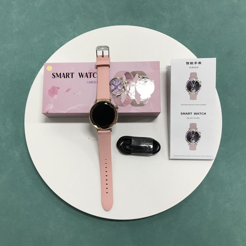 Rainbuvvy HK88 Smart Bracelet 1.19inch AMOLED Round Touchscreen 390x390 Bluetooth Call NFC BT5.3 Android Smartwatch Fashion Watch For Women