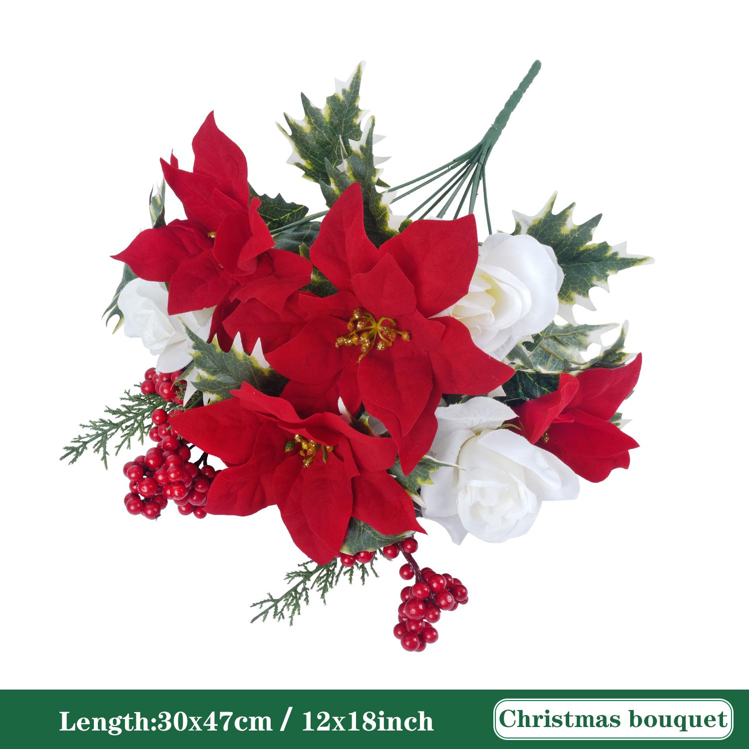 

2/4 шт. Рождественские искусственные цветы Пуансеттия Букет с красными ягодами Искусственный цветок для украшения дома, сада, Рождественский декор своими руками