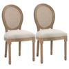 Set of 2 Living Room Chairs In Vintage Style with Openwork Backrest, In Wood and Fabric, 49x56x96cm, Cream White