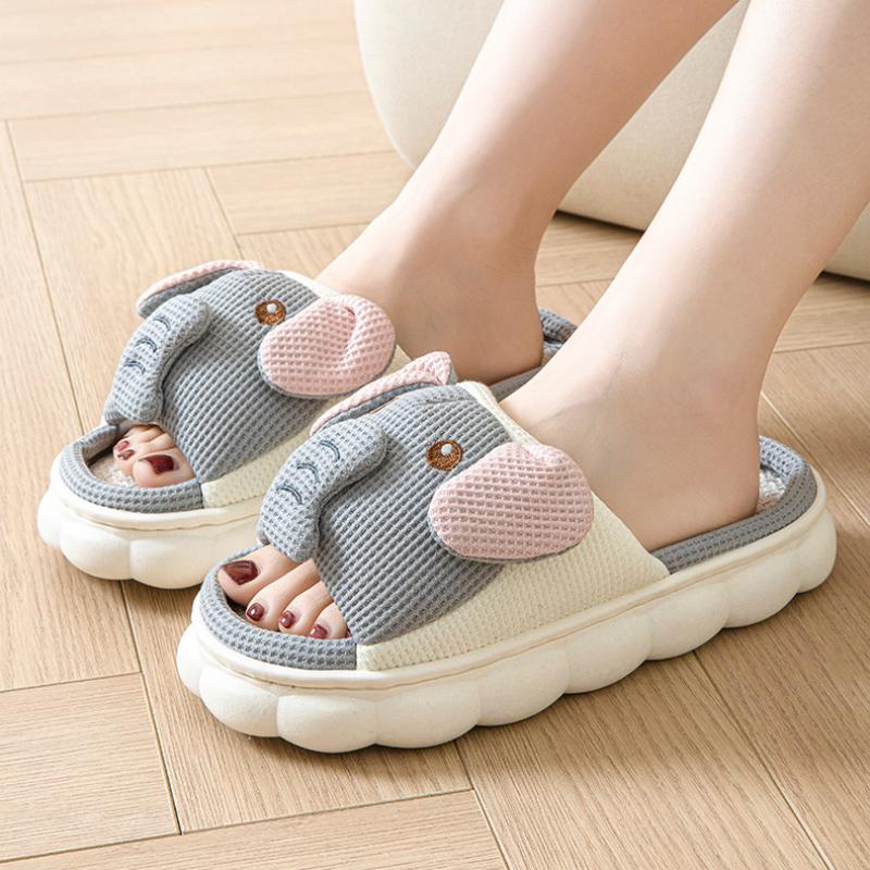 Fashion Elephant Casual Women's Slippers Home Luxury Designer Woman Shoes Flat Spring Fashion Hemp Casual Slides Indoor Elegant Footwear