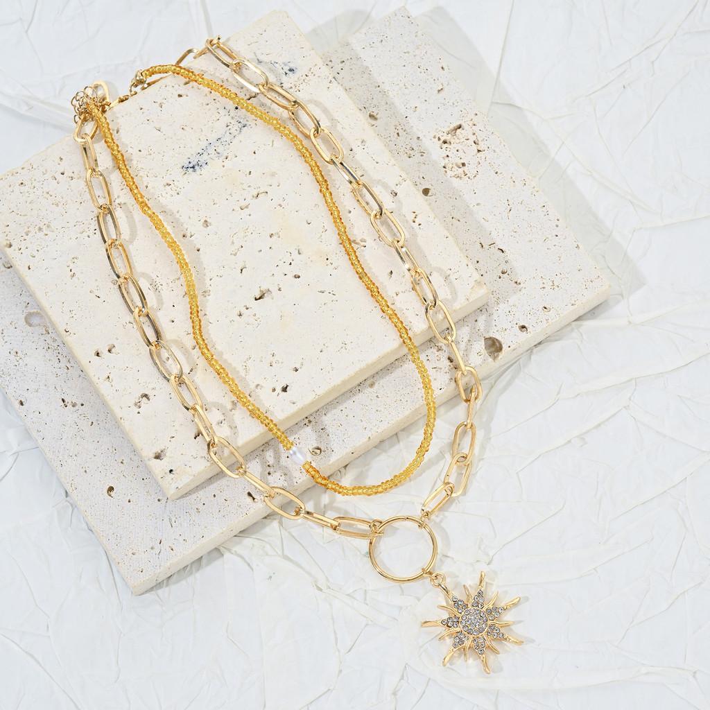 Élégant Collier Pendentif Tournesol Pour Femmes En Alliage de Zinc et Style Tendance