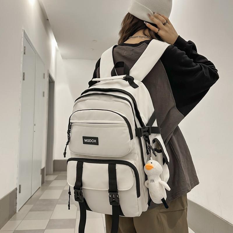 Female Solid Color Schoolbag Male Senior High School Student Backpack