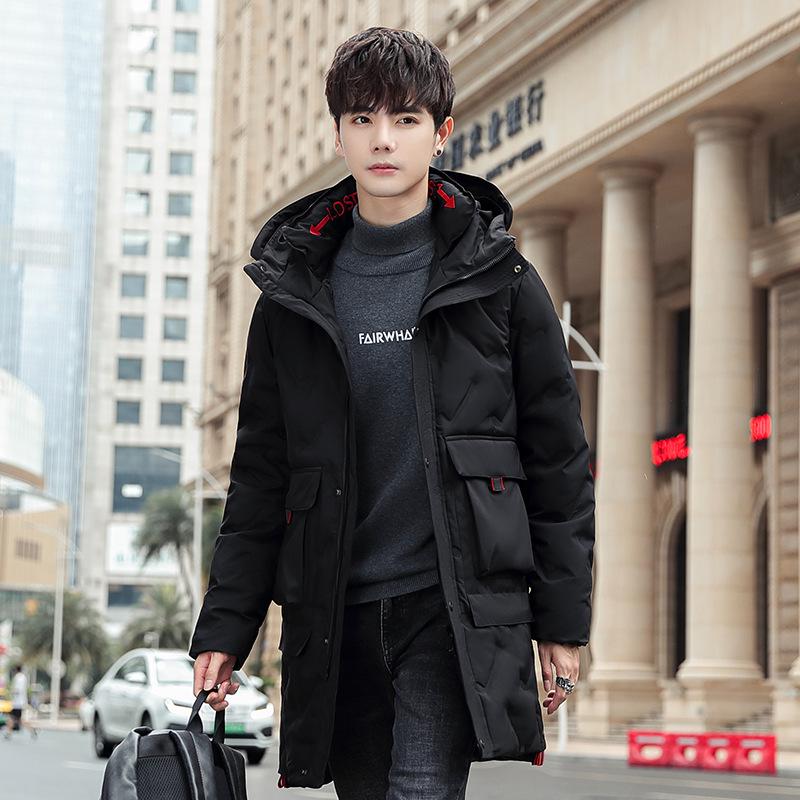 Herren Mittellange Weiße Entendaunenjacke - 2023 Winter Koreanischer Stil Trendige Dicke Jugend Oberbekleidung