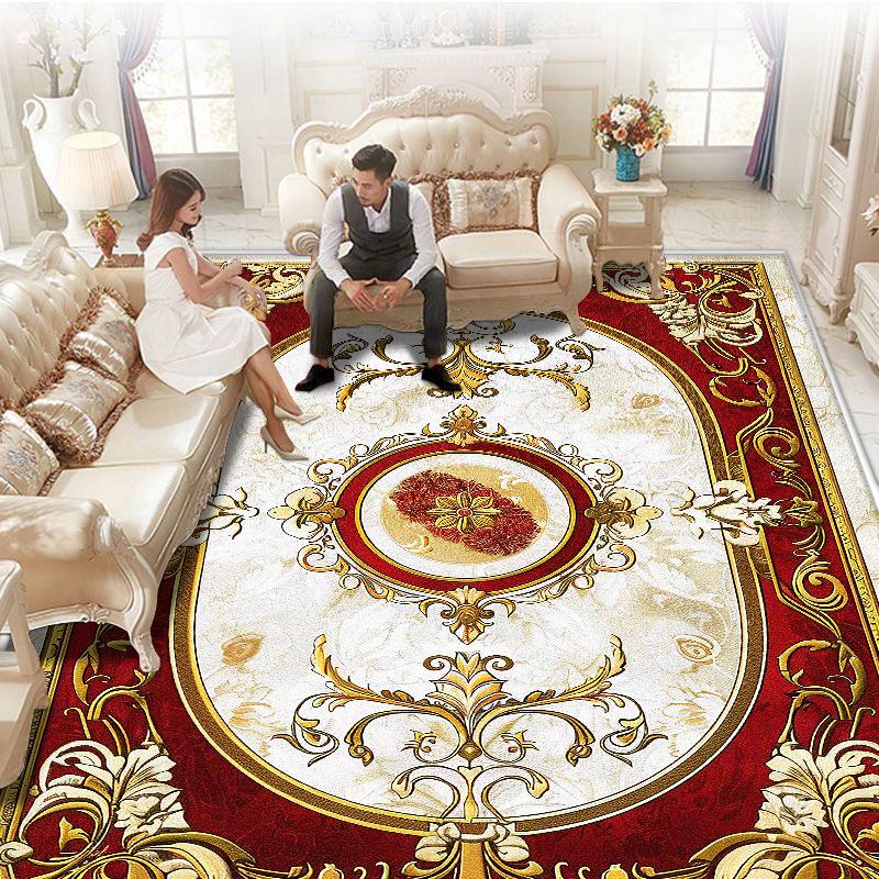 Evropský styl červené koberce do obývacího pokoje Vysoce kvalitní domácí koberce pod pohovku a stůl Velká velikost Luxusní dekorace do ložnice Podlahová rohož Protiskluzová