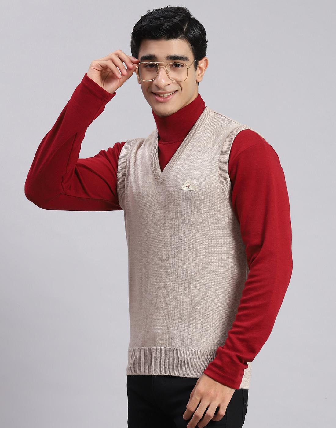 

Monte Carlo Men s Solid V Neck Sweater XXL бежевый