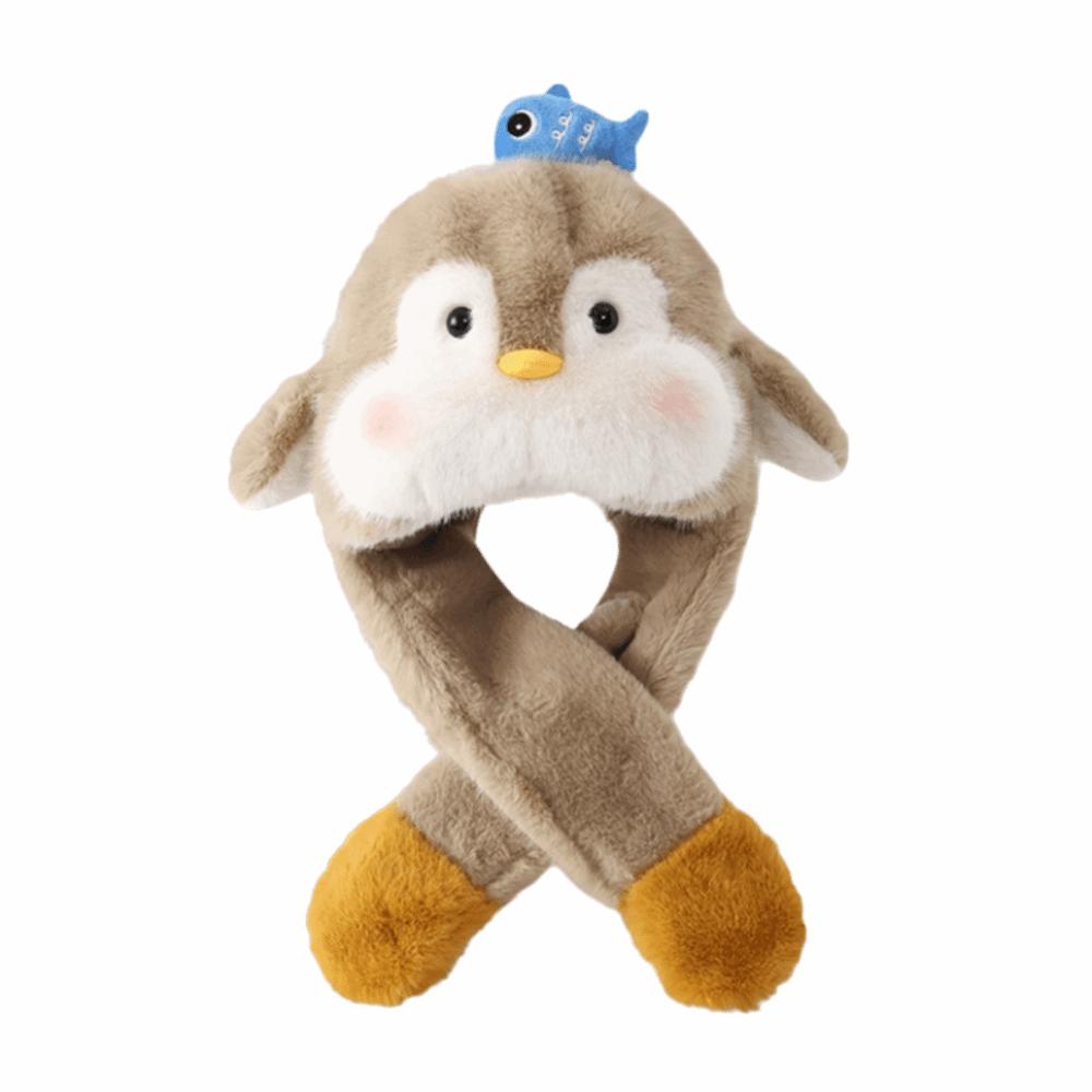 

Fleece Lined Penguin Ear Moving Hat Fluffy Cartoon Penguin Hat Outdoor Sport хаки