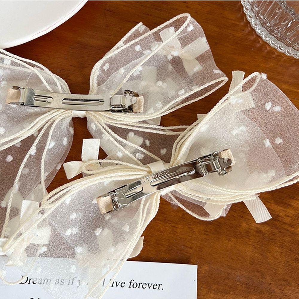 Clip Polka Dot Bow Knot Mesh Korean Style Hair Clip Girls Hair Clip Bow Hairpin Big Bow Hair Claw