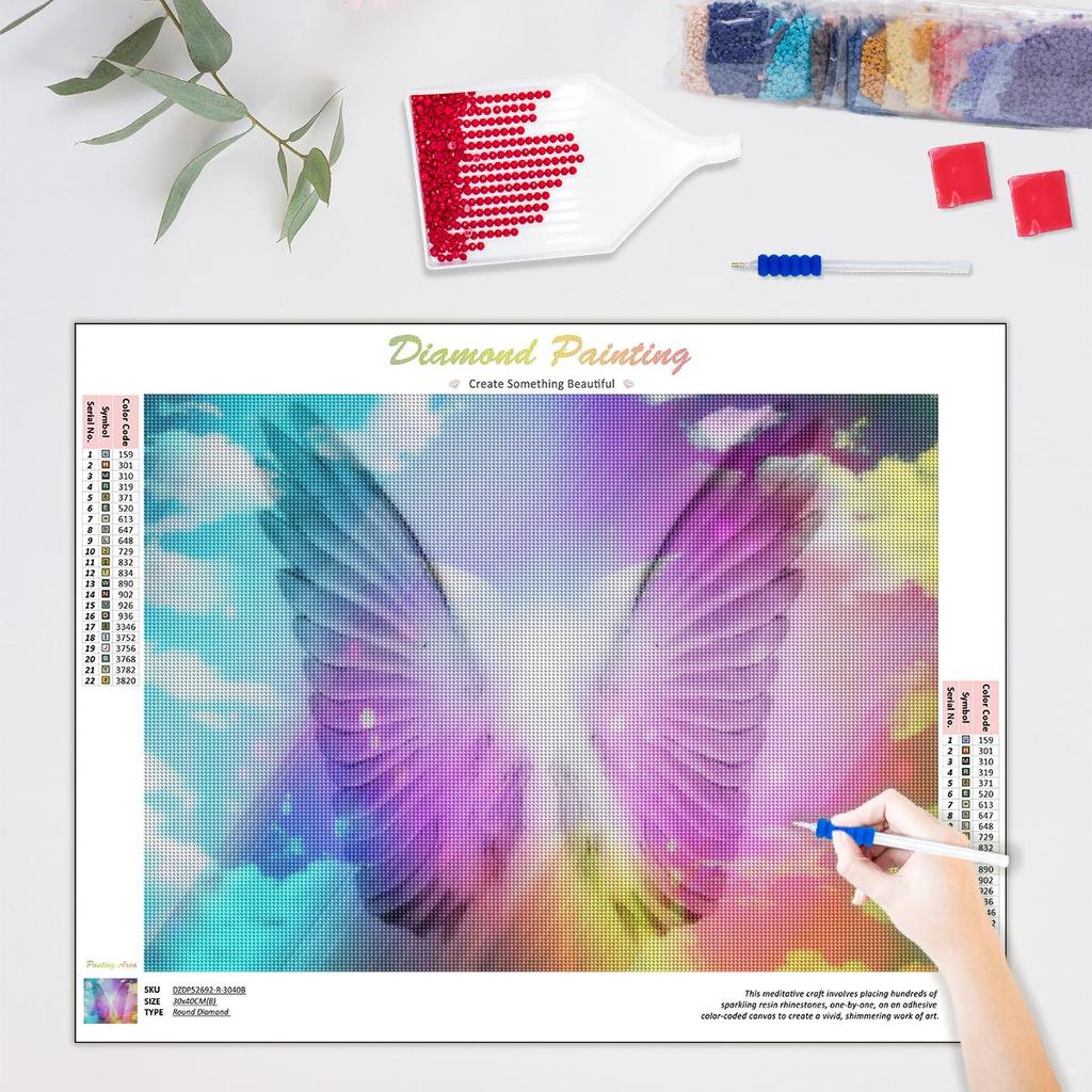 Kulatý diamantový obraz Motýlí křížový steh Diamantové vyšívání Zvířecí kamínky Obrázky Ruční práce 30x40cm/12x16inch