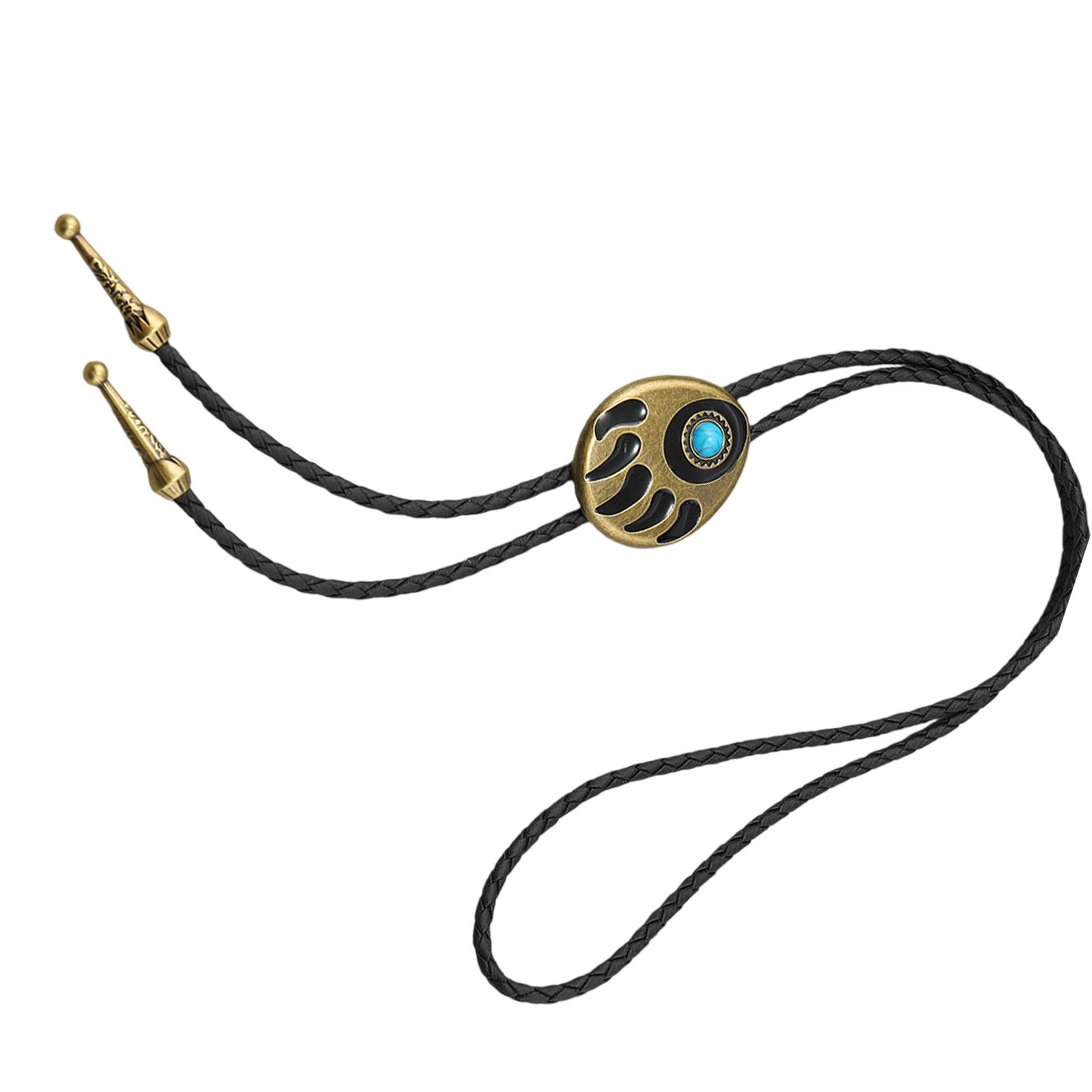 

Ручная работа Медвежья лапа Каменная инкрустация Ковбойское ожерелье Регулируемая длина Унисекс Боло-галстук Шнур из ПУ-кожи Галстук для мужчин Женщин 2