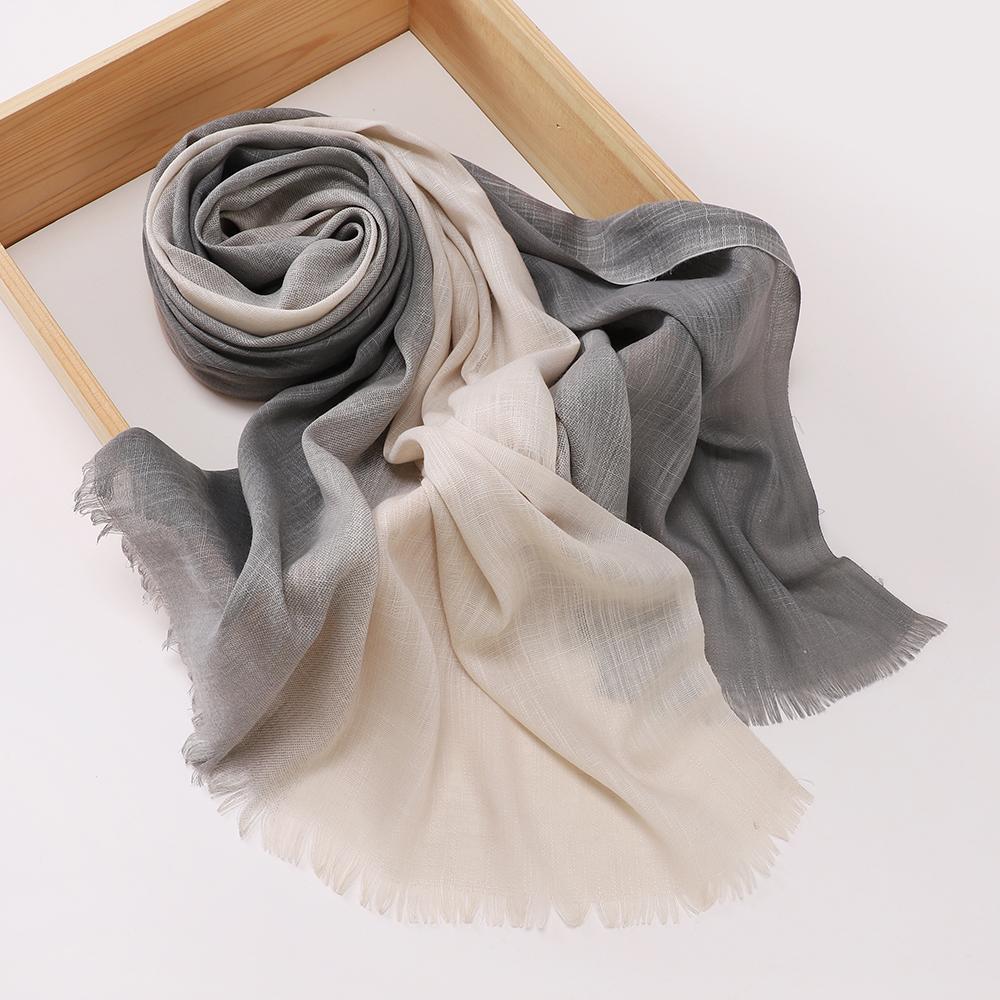 Premium Two-color Hijab Headscarf Soft Breathable Hijab Muslim Women Scarf Gradient Cotton Viscose Modal Hijab